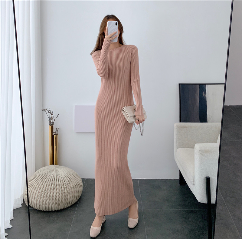 Extra-Long Knitted Dress for Women, Over-The-Knee, New Autumn and Winter Style, Elastic Tight-Fitting Hip-Hugging Sweater Dress, Long Skirt Extra-Long Knitted Dress for Women, Over-The-Knee, New Autumn and Winter Style, Elastic Tight-Fitting Hip-Hugging Sweater Dress, Long Skirt