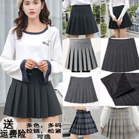 Váy xếp li váy ngắn nữ mùa thu và mùa đông 2018 mới của Hàn Quốc phiên bản của các trường đại học gió hoang dã len màu đen một từ cao eo váy chân váy ngắn chữ a