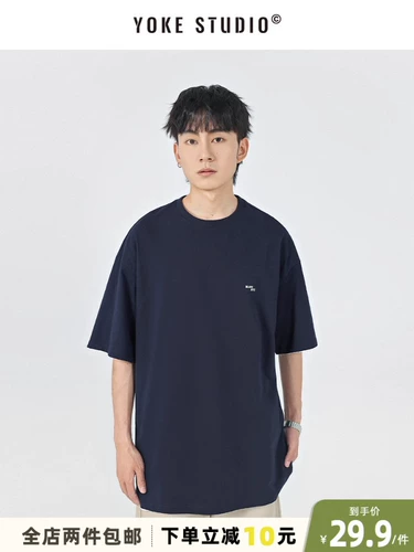 Однотонная японская базовая футболка для отдыха, круглый воротник