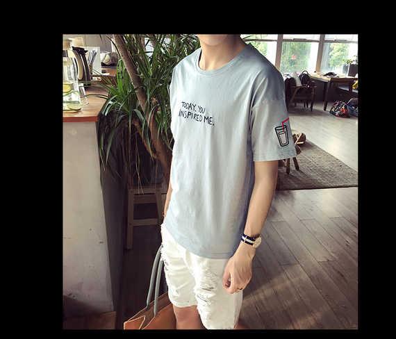 Mùa hè mới cotton gió nam áo thun nửa tay học sinh nhỏ áo sơ mi tươi nửa áo thun ngắn tay xu hướng quần áo nam Áo thun nam Hàn Quốc