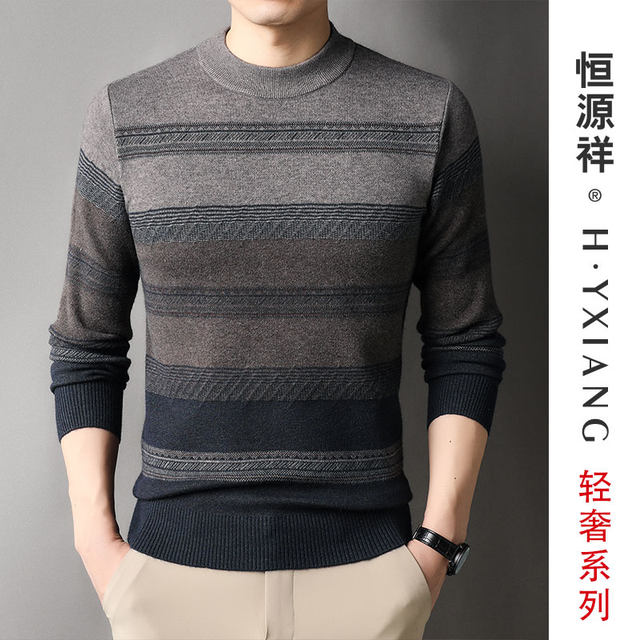 ລະດູຫນາວ Hengyuanxiang ຫນາອົບອຸ່ນ cashmere sweater ຜູ້ຊາຍ 100 ບໍລິສຸດ cashmere knitted wool sweater ເຄິ່ງ turtleneck pullover sweater