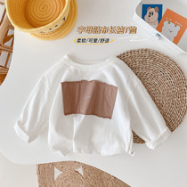 Children long sleeve T-shirt 2022 spring dress new boy girl stickup printed round collar blouse for children