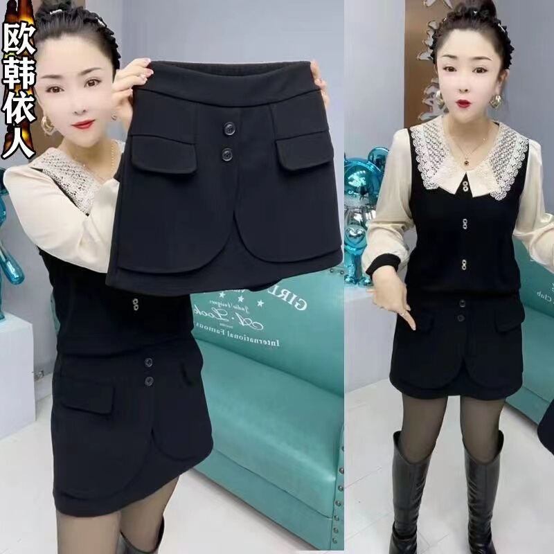 Autumn New Casual Shorts, Skirt-Pants, Wide-Leg Pants, Elastic Waist, Plus-Size Mid-Waist Leggings, Skirt-Pants for Plus-Size Women