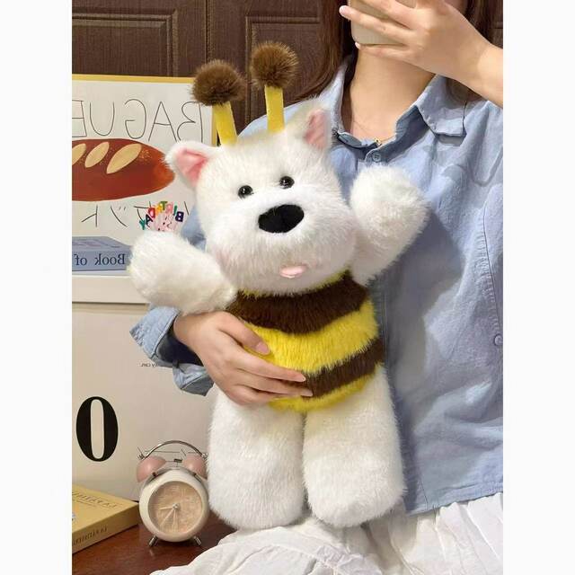 Hong Kong Sc Cute Bee West Highland Puppy Plush Toy West Highland Doll Running Puppy Birthday Gift