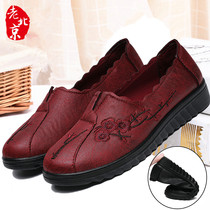 Spring new moms shoes Soft bottom anti-slip middle aged single shoes ethnic wind flat bottom comfort old Beijing cloth shoes womens shoes