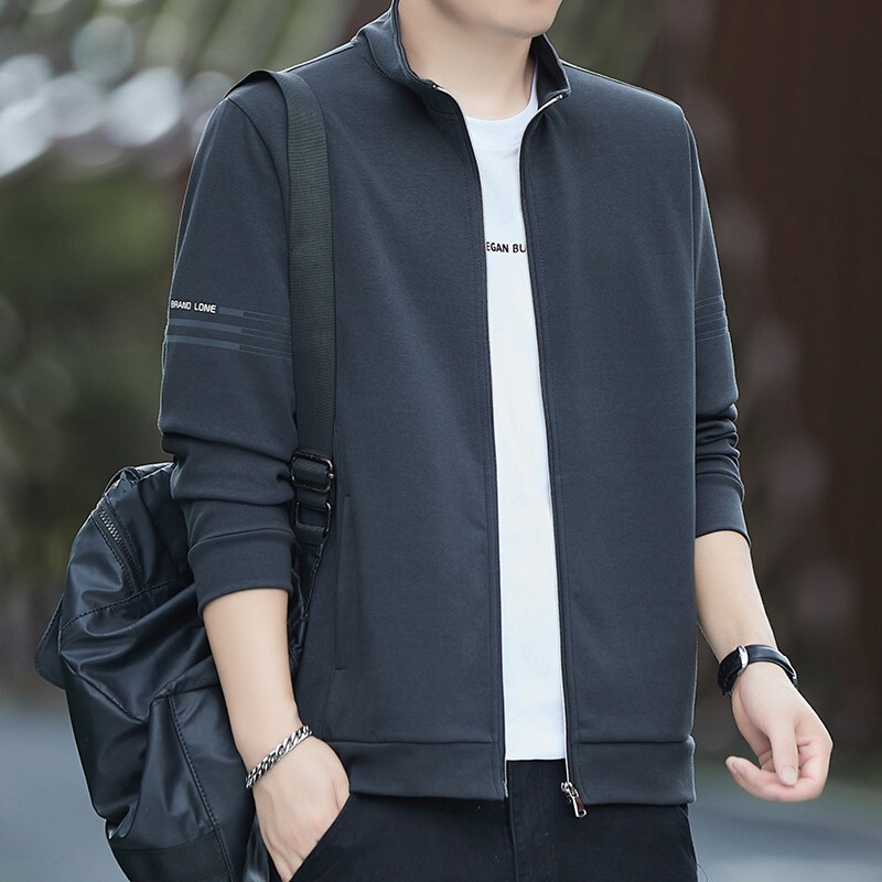 Jacket Men's Spring and Autumn Outdoor Casual Sports Zipper Cardigan Stand Collar Sweatshirt Trendy Loose Windproof Sports Jacket