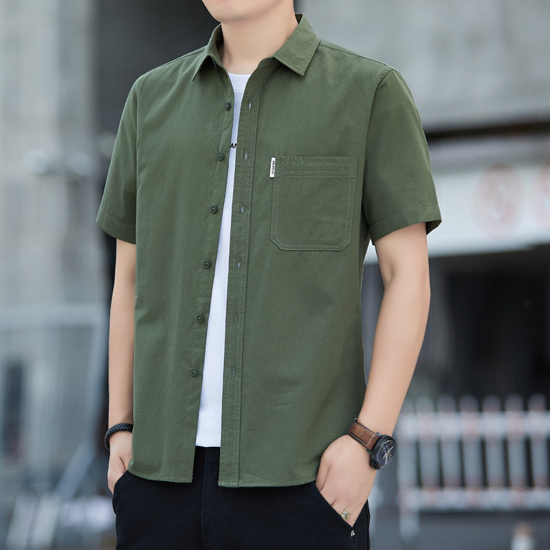 Pure Cotton Workwear Short-Sleeved Shirt for Men, Summer Thin Style, Slim Fit, Non-Iron, Business Full Cotton Half-Sleeved Shirt