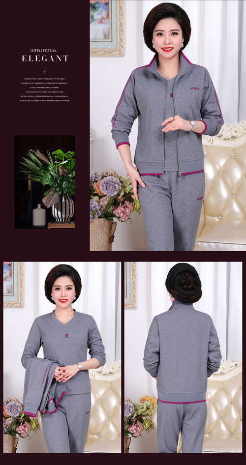 Bộ đồ thể thao mùa xuân và mùa thu dành cho bà mẹ trung niên và bà già 40 tuổi quần áo cho người trung niên