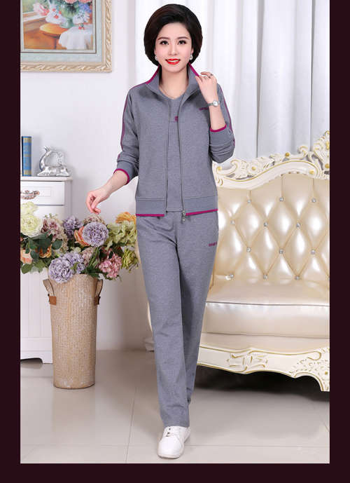 Bộ đồ thể thao mùa xuân và mùa thu dành cho bà mẹ trung niên và bà già 40 tuổi quần áo cho người trung niên