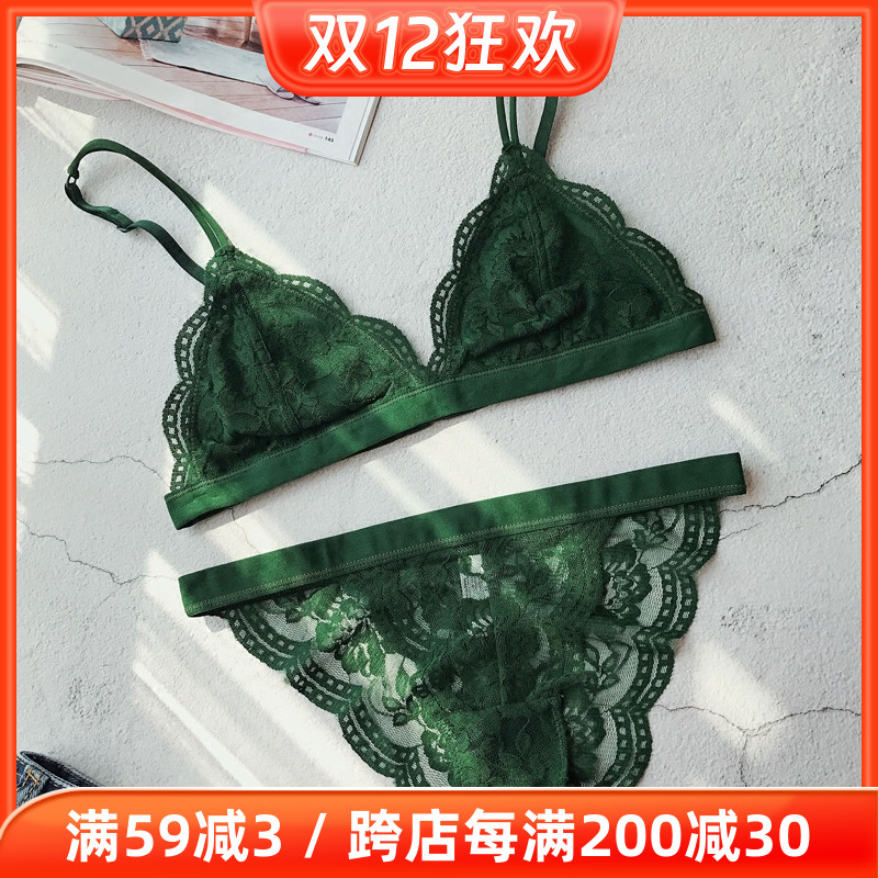 No steel ring bra sexy and comfortable underwear sleep bra no support home  ultra-thin bra set showing small lace women