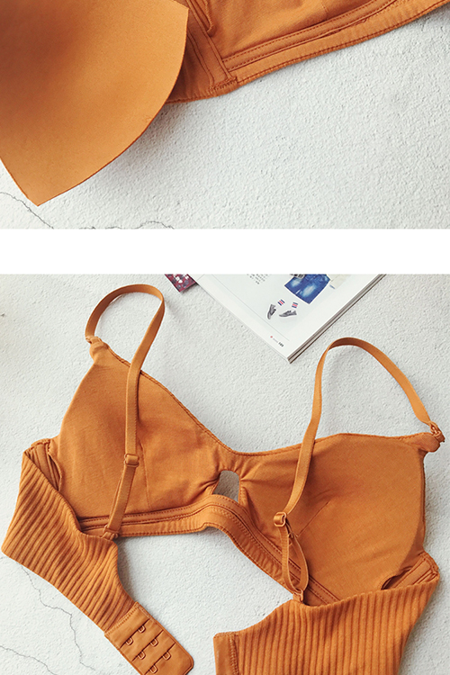 Áo lót ngực bằng vải cotton Pháp đồ lót ngực nhỏ siêu thoải mái không có vòng thép đơn giản, áo ngực mỏng - Bộ đồ lót đồ lót nữ