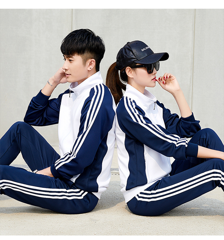 Bộ đồ thể thao mùa xuân và mùa thu Đồng phục nam và nữ Cặp đôi học sinh trung học - Thể thao sau bộ quần áo thể thao nam