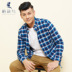 Bailey chim nam áo kẻ sọc cotton dài tay mùa thu và mùa đông cộng với nhung dày ấm áp mặc áo len giản dị kích thước lớn sơ mi trắng Áo