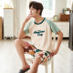 Bộ đồ ngủ Mens Summer bông Shorts Thin Teen Home Mang Cartoon mùa xuân và mùa thu mùa đông Hai mảnh Set.