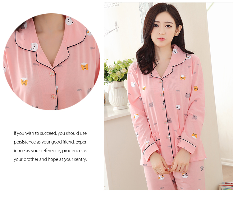 Bộ đồ ngủ của phụ nữ mùa hè dài tay cotton mùa xuân và mùa thu Phiên bản Hàn Quốc của phim hoạt hình có thể mặc bên ngoài quần áo phù hợp với phần mỏng thường có kích thước lớn đồ ngủ mùa đông