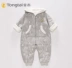 Tongtai bé dây kéo jumpsuit 3-24 tháng nam và nữ kho báu trùm đầu tối khóa quần áo cotton ra quần áo 0498