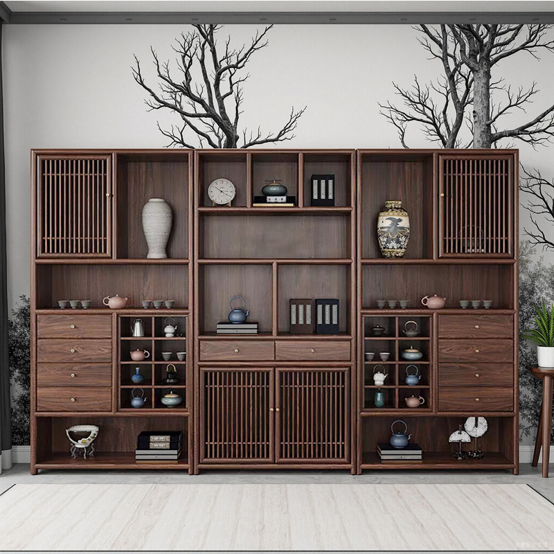 New Chinese-Style Old Elm Wood Solid Wood Display Shelf, Home Multi-Purpose Storage Rack, Living Room Bookshelf, Tea Room Zen-Style Combination Cabinet New Chinese-Style Old Elm Wood Solid Wood Display Shelf, Home Multi-Purpose Storage Rack, Living Room Bookshelf, Tea Room Zen-Style Combination Cabinet
