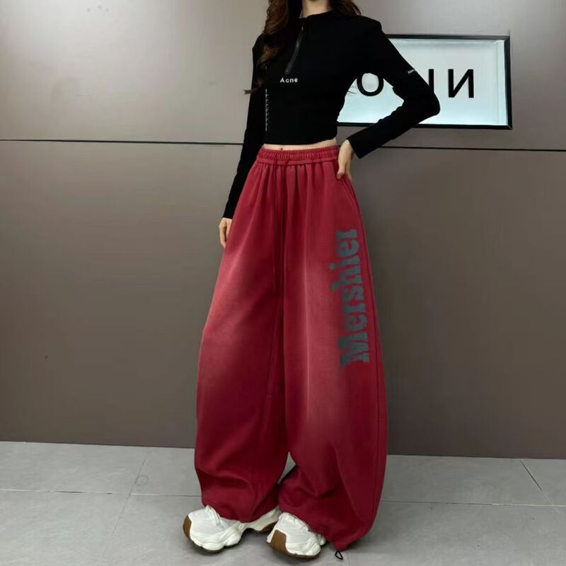 American Retro Heavy-Duty Washed Printed Loose Sweatpants for Men and Women, Couple Style, Wide-Leg, Oversized Casual Long Pants American Retro Heavy-Duty Washed Printed Loose Sweatpants for Men and Women, Couple Style, Wide-Leg, Oversized Casual Long Pants