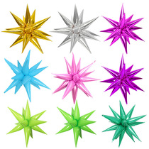 10 inch 18 inch explosion ball light water drop aluminum foil balloon mall hanging ceiling radiating star aluminum film balloon