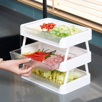 Kitchen Matching Vegetable Drawers Shelve Domestic Drain Vegetable Trays Multilayer Multifunction Hot Pot Preparation Dish Containing Basket