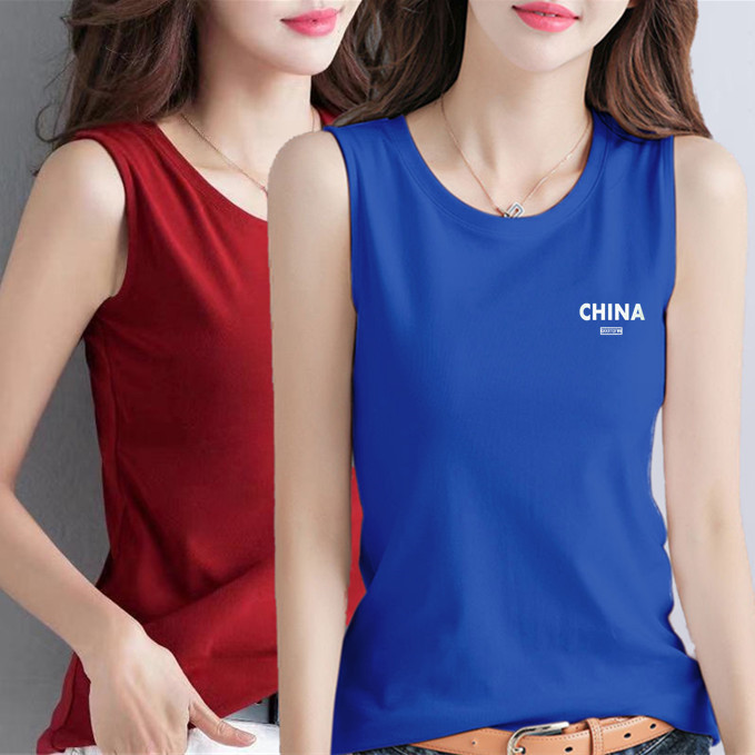 Pure Cotton Camisole for Women, Inner Layer Base Shirt, Chinese Style Sports Vest, Women's Summer Outerwear, Loose T-Shirt Top