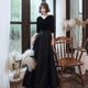 High-end velvet banquet evening dress female 2022 new black temperament elegant choir performance dress long skirt winter