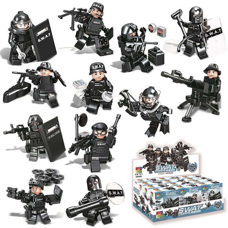 Wama Building Blocks Legao Toys Boys' Intellectual Assembly Special Police Team Petty to insert military police paparazzi-Taobao