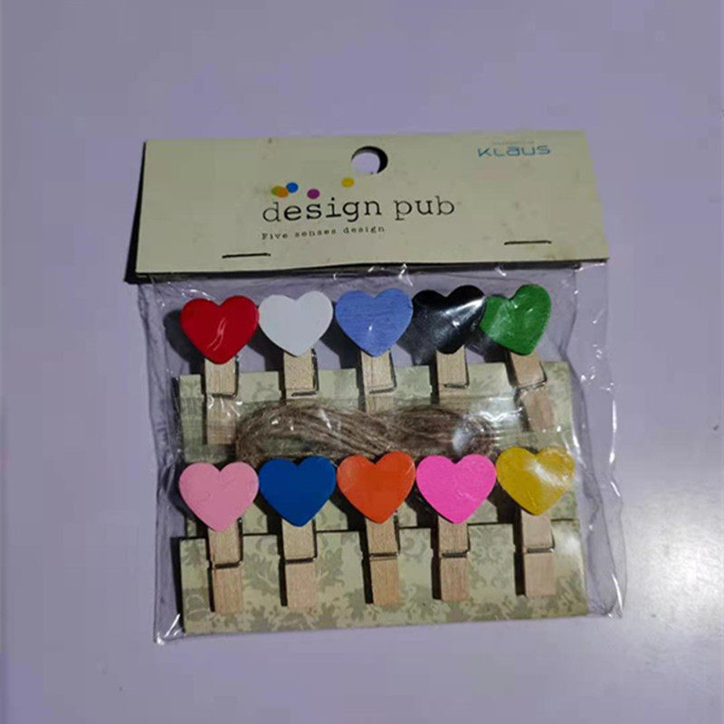 Photo wall photo clip creative clip wooden color love cute bookmark bedroom decoration clip