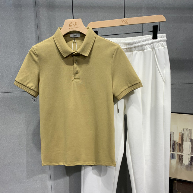 2022 Summer Solid Color POLO Shirt Men's Versatile Piqué Cotton Short Sleeve Lapel T-Shirt Men's Casual Handsome Top Trendy