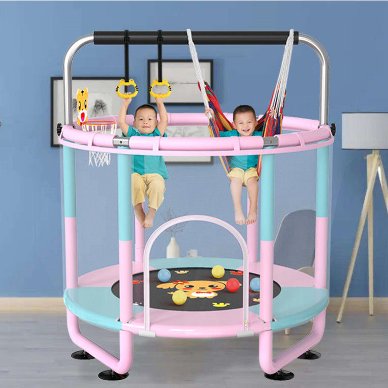 Trampoline home children's indoor children's family fitness jumping bed small silent bounce rubbed bed with guard net