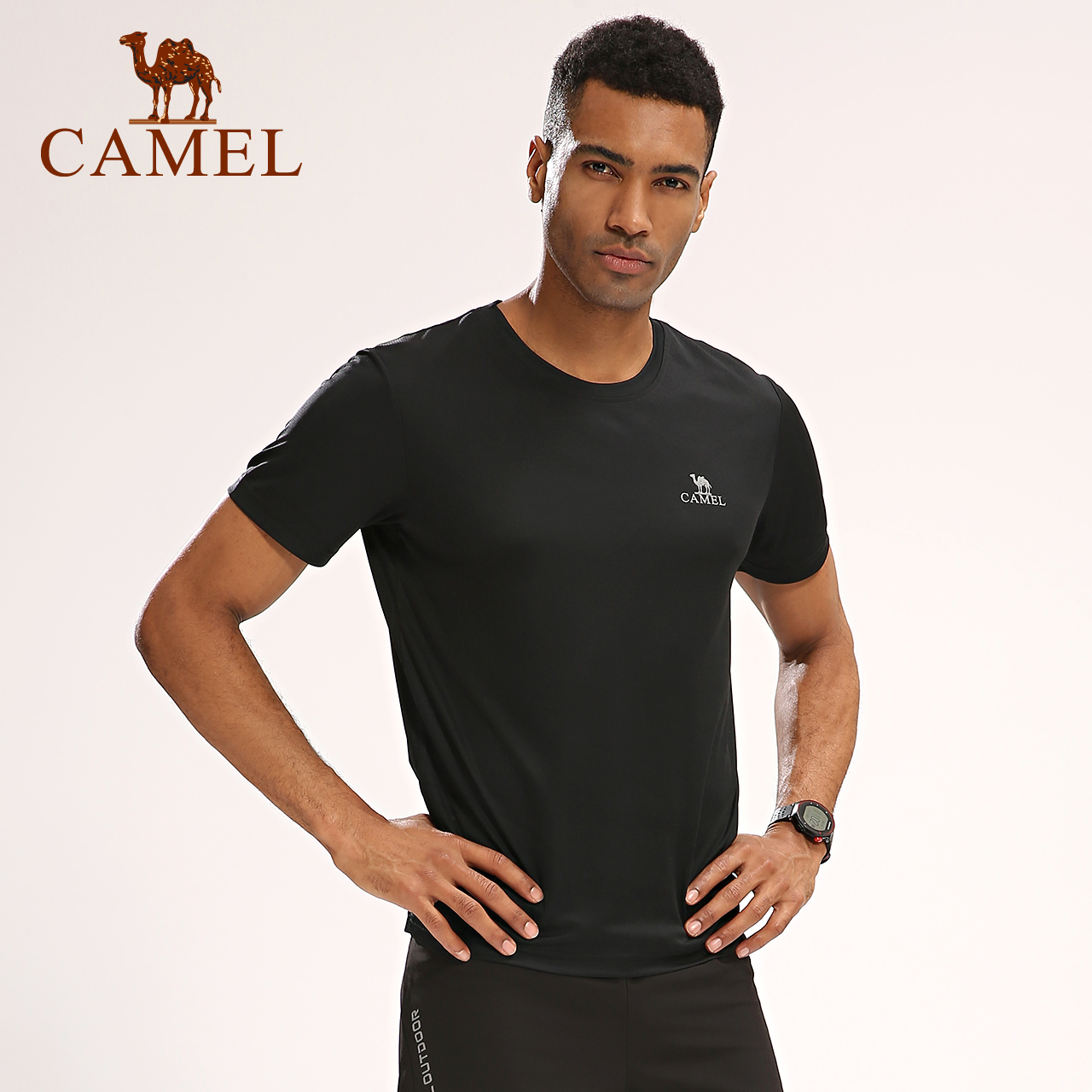 Camel sports T-shirt men and women summer short sleeves dry breathable yoga fitness suit outdoor running coat