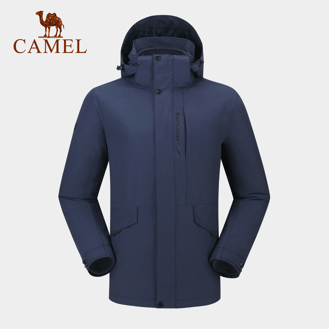 Camel outdoor jacket 2021 winter new men's and women's three-in-one plus velvet thickened warm two-piece mountaineering suit