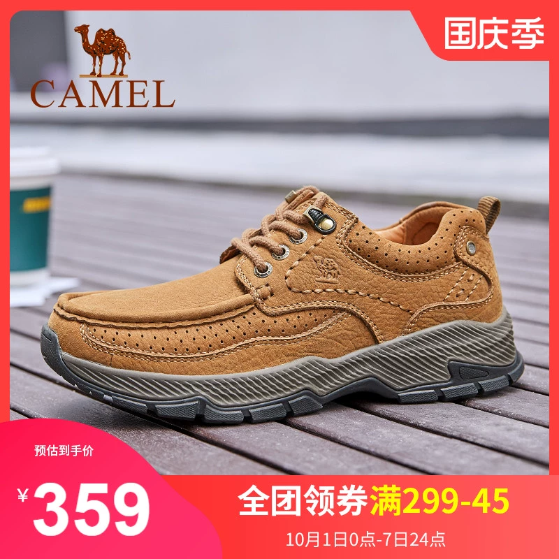 Giày nam Camel 2019 giày nam ngoài trời thấp đầu giày da đầu lớn giày da công cụ chống trượt giày thể thao - Giày thấp