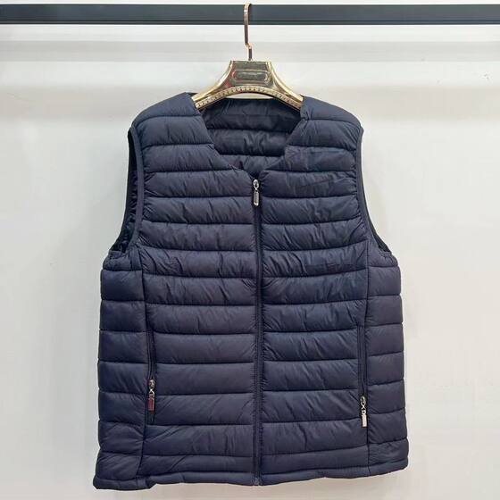 2024新款无领轻薄款男士羽绒棉马甲V领羽绒内胆大码坎肩背心外套