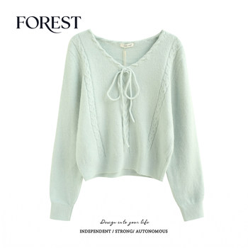 Shiyesen short twist tie sweater