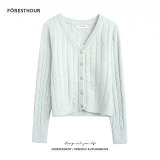 Shiyesen short style twig v-neck sweater cardigan