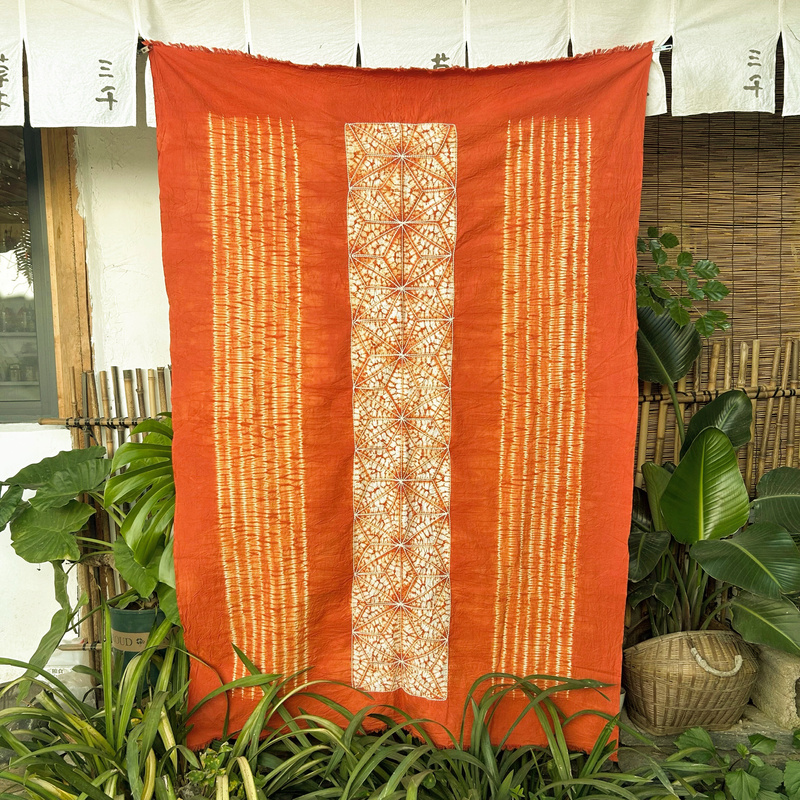Yunnan Dali Zhoucheng Bai Ethnic Group's Characteristic Handmade Tie-Dye Pure Cotton Intangible Cultural Heritage Traditional Tablecloth Coffee Table Sofa Hanging Cloth Multi-Color