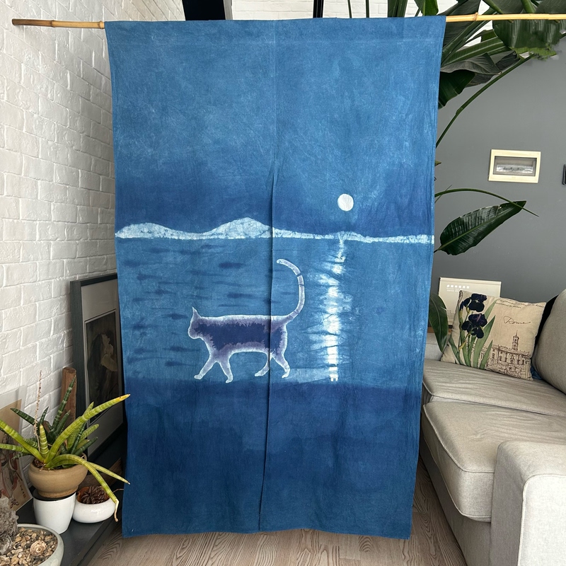 Original Design, Intangible Cultural Heritage Characteristics, Purely Handmade, Tie-Dyed Pure Cotton, Suitable for Guesthouses, Coffee Shops, Hotels, Artistic Hanging Cloth Door Curtains