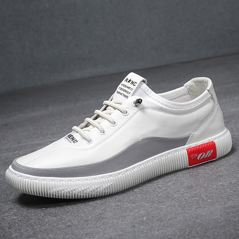 Hong Kong trendy brand men's leather white shoes slip on loafers all-match sneakers men's British summer new men's shoes