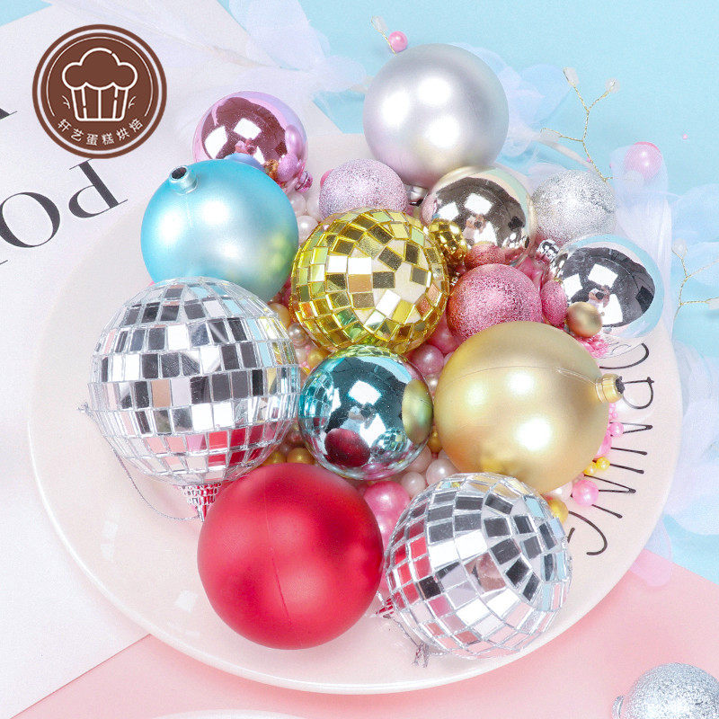 Golden Globe Silver Ball Baking Cake Decoration Plug-in Ins Lukewarm Wind Net Red Gold Ball Round Golden Globe Cake Plugin-Taobao