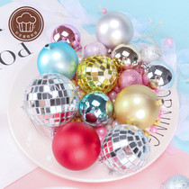Golden ball silver ball baking cake decoration plug-in ins cold wind net red golden ball ball halloween cake plug-in