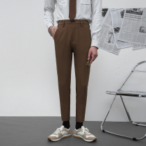 Korean casual mens black slim trousers small feet young business dress British Joker no-iron suit pants