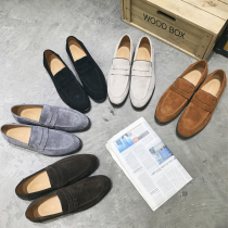 Trend mens shoes leather Bean shoes mens tide Korean version of Joker personality one-legged lazy casual shoes breathable small leather shoes