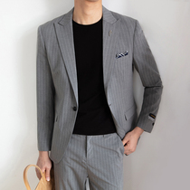 Spring and summer casual suit jacket men Korean version of self-cultivation trend business wild single West Youth stripes mens British style