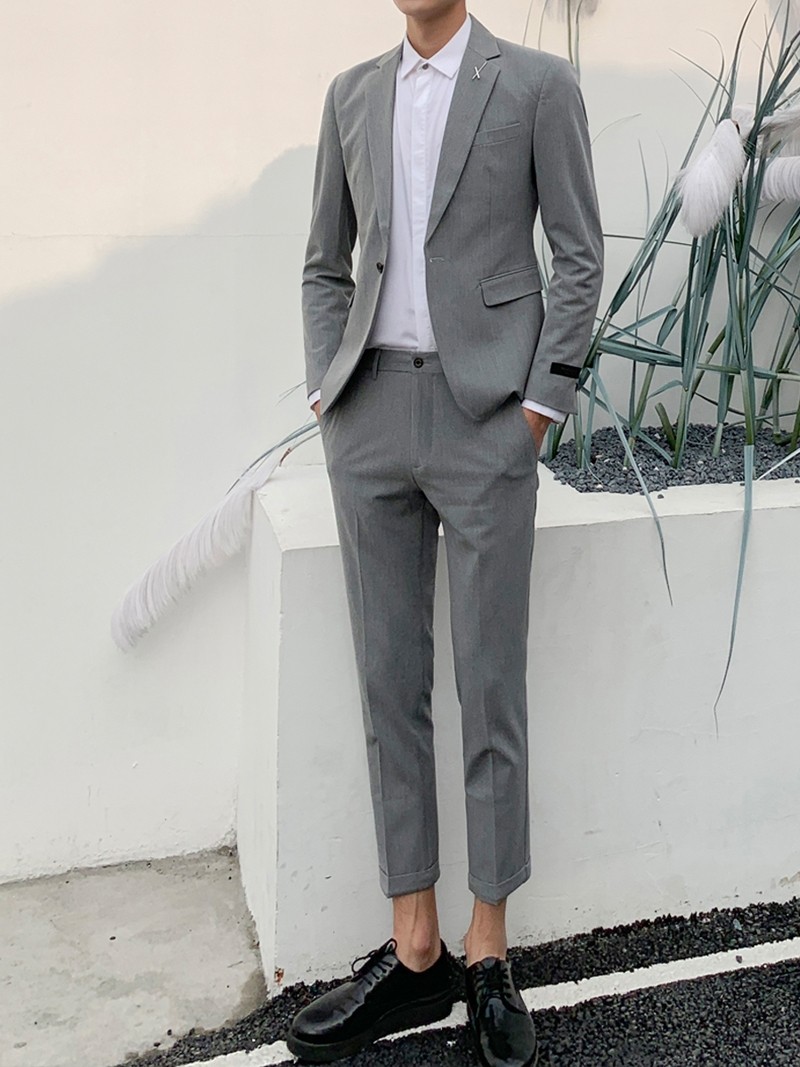 Summer casual suit Men's suit slim Korean version of the youth trend handsome business formal thin suit British style