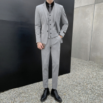 Casual suit mens suit Korean fashion slim business professional dress light mature wind small suit mens two-piece suit