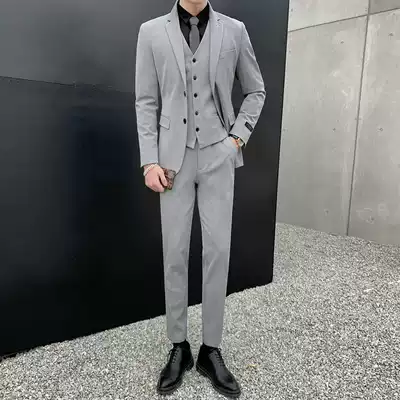 Casual suit men's suit Korean version of the trend slim-fitting business professional formal dress light cooked wind small suit men's two-piece suit