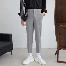 Ankle-length pants male spring and summer Korean slim 9 points casual pants business non-iron solid color trend Joker suit pants men