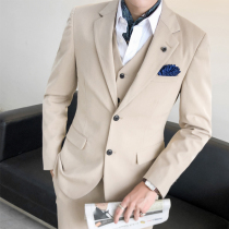 Suit suit mens three-piece Korean slim business professional dress groom wedding dress British casual suit
