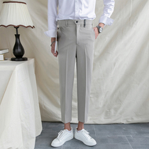Leisure spring and summer trousers men Korean slim feet thin ankle-length pants business dress trend small suit pants men